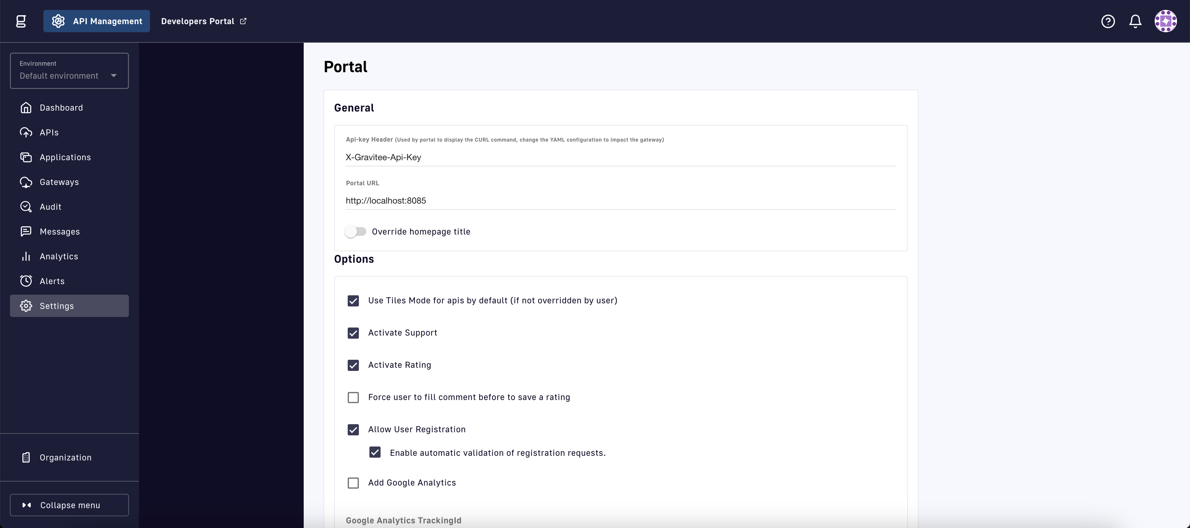 Update Developer Portal settings in the Console